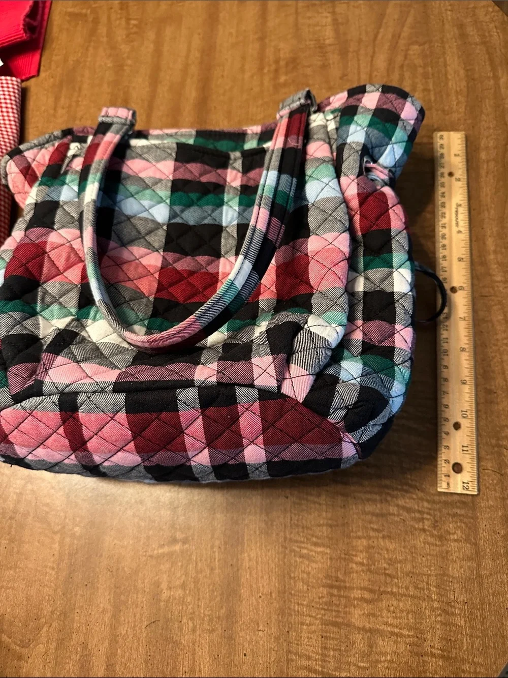 Vera Bradley Quilted PlaidTote/Purse Bag in Pink, Green & Black